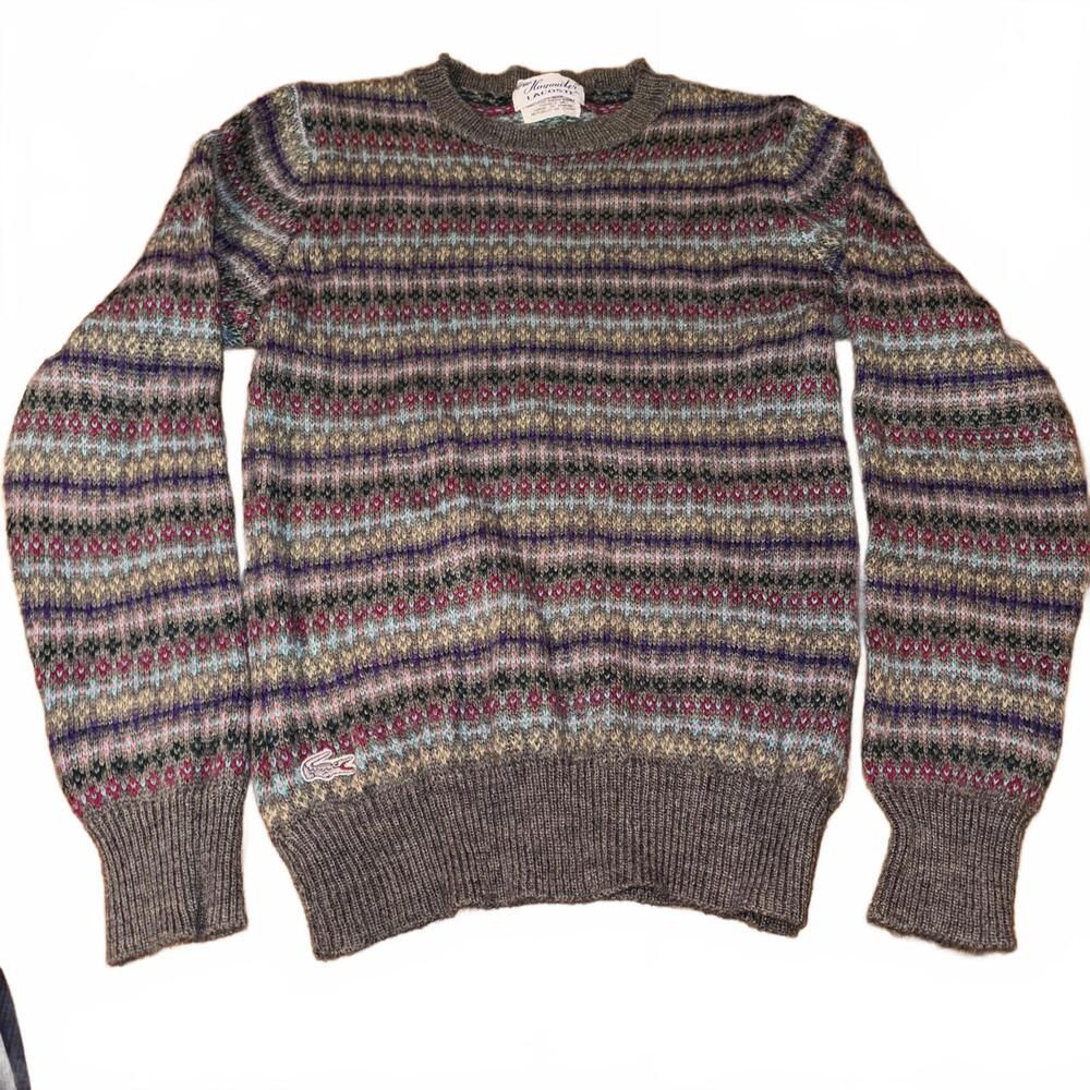VTG Haymaker Lacoste Gray Knit Multicolor Striped Sweater Size XXS Spring